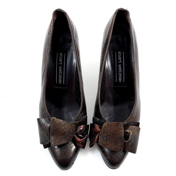 1980's STUART WEITZMAN metallic snakeskin leather pumps - Picture 6 of 16